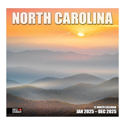 RED EMBER North Carolina Monats-Wandkalender 2025, zum Aufhängen, 30,5 x 61 cm, dickes und stabiles Papier, Geschenk von RED EMBER