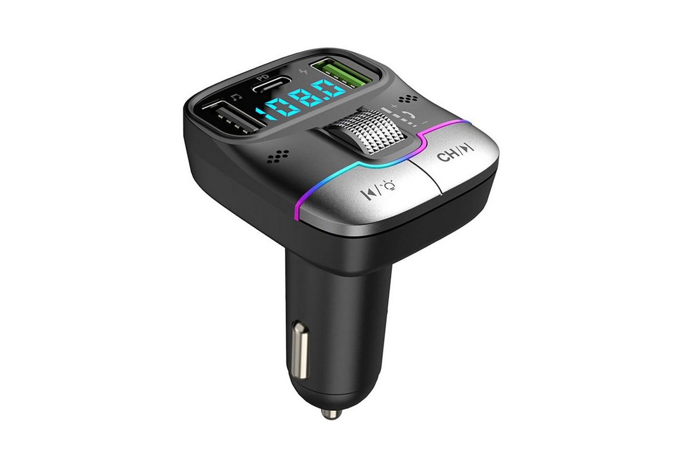 REDOM Bluetooth 5.3 FM Transmitter Adapter Auto Aufladung Zigarettenanzünder KFZ-Transmitter Zigarettenanzünder zu PD + 2 USB, 12V/24V USB Aufladung PD 25W MP3-Player Schnelllade Autoladegerät von REDOM