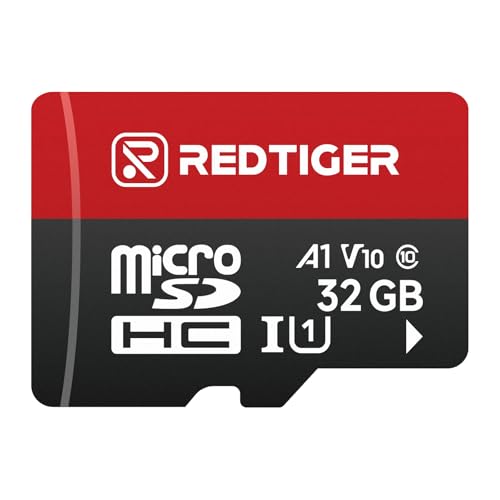 REDTIGER Hochgeschwindigkeits-32-GB-Micro-SD-Karte mit Adapter, microSDHC UHS-I Klasse 10, U1, V10 A1, Unterstützung für Dash-Kameras und Videoaufnahmen von REDTIGER