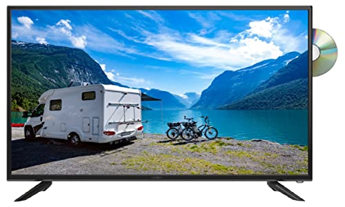 Reflexion 40 Zoll Wide-Screen Full HD LED-Fernseher für Wohnmobile mit DVB-T2 HD, DVD-Player, Triple-Tuner und 12 Volt KFZ-Adapter (12 V/24 V, Full HD, HDMI, USB, EPG, CI+, DVB-T Antenne), Schwarz von REFLEXION