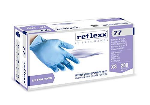 REFLEXX R77/XL puderfrei Nitril Handschuhe Gr 3.0, Größe X-Large, Hellblau (200 Stück) von REFLEXX