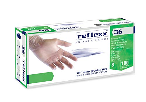 Reflexx R36, puderfreie Vinylhandschuhe., S, durchsichtig, 100 von REFLEXX