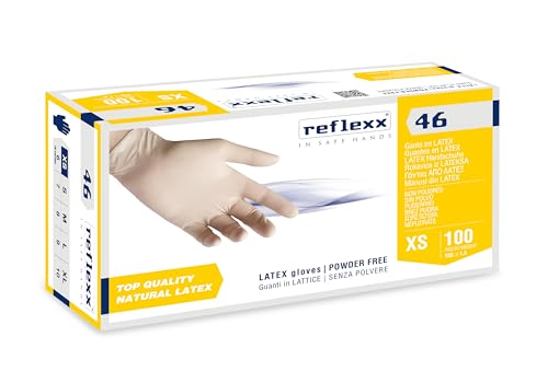 Reflexx R46, Handschuhe Latex puderfrei, Größe XS, Bernsteinfarben, 100 Stück von REFLEXX