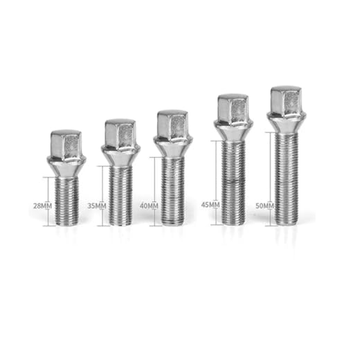 REHOSE 17 mm Sechskant-Radschrauben mit Kegelsitz, Schaftlänge 28 mm/35 mm/40 mm/45 mm, M14 x 1,5, M14 x 1,25, Silber(Shank 35mm 10pcs,M14x1.25) von REHOSE