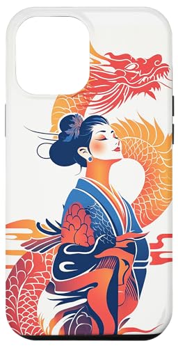 Hülle für iPhone 14 Pro Max Anmutige Bindung: Geisha und Drachenharmonie von REIGNWARE