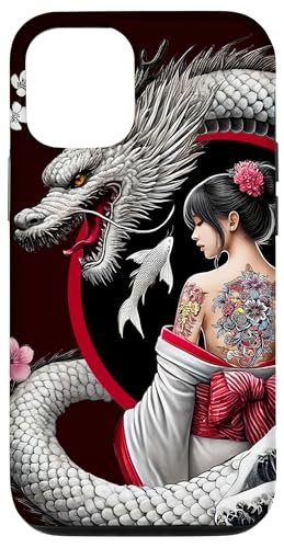 Hülle für iPhone 15 Geisha und Drache Tattoo Art von REIGNWARE