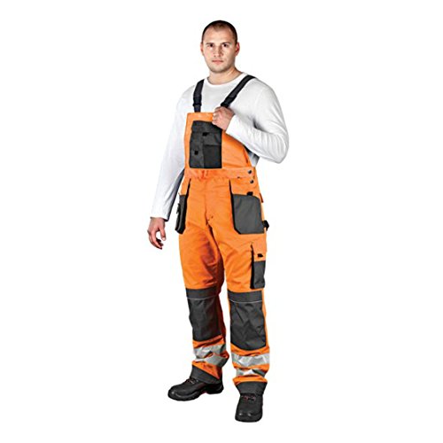 Arbeitslatzhose mit Reflektoren Warnschutzhose Warnschutzlatzhose Latzhose Warnschutz Arbeitshose Sicherheitshose 46 orange von REIS