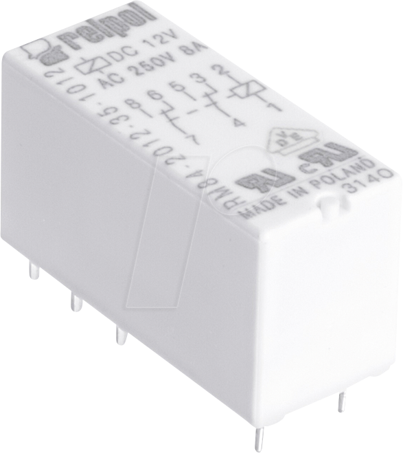 RPL RM84 5DC - Leistungsrelais monostabil, THT, 5 V DC, 8 A, 2 Wechsler (CO) von RELPOL