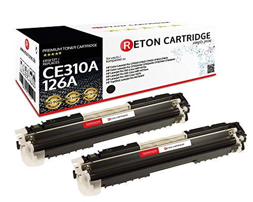 2 Original Reton Toner | 30% höhere Reichweite | kompatibel zu CE310A HP 126A schwarz für HP Color Laserjet CP1020 CP1021 CP1022 CP1023 CP1025 CP1025nw CP1026nw - TopShot Pro M275MFP von RETON CARTRIDGE