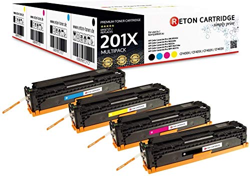 4 Original Reton Toner kompatibel für HP 201X CF400X CF401X CF402X CF403X Pro MFP M277DW M277N M274N M252 DW N Black Cyan Magenta Yellow von RETON CARTRIDGE