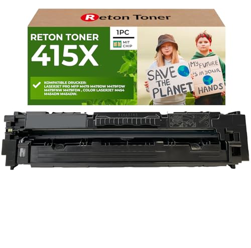 [Mit Original-Chip | wiederverwendet] Reton Toner kompatibel für HP 415A 415X für Color Laserjet Pro MFP M479fdw M479dw M479fdn M479fnw M454dw M479 W2030X | Keine UPDATEPROBLEME| von RETON CARTRIDGE