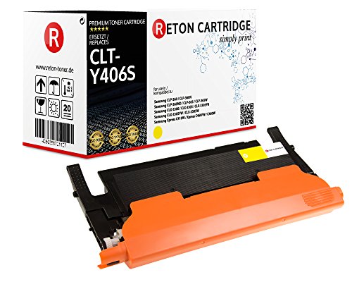 Original Reton Toner, kompatibel, nach (ISO-Norm 19798) ersetzt CLT-Y406S für Samsung CLP-360 CLP-365 CLP-365W CLX-3300 CLX-3305 CLX-3305FN CLX-3305FW CLX-3305W Xpress C410W Xpress C460FW C460W von RETON CARTRIDGE