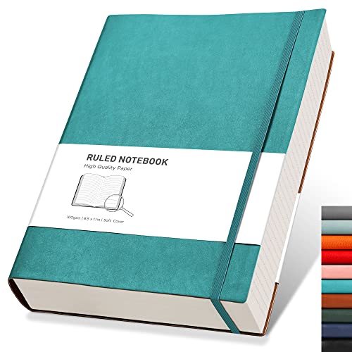 RETTACY College Ruled Carnet de notes – 320 pages numérotées - Grand format A4 - Papier doublé épais de 100 g/m² - Couverture souple en cuir synthétique - Pour femme et homme - 19 x 25 cm von RETTACY