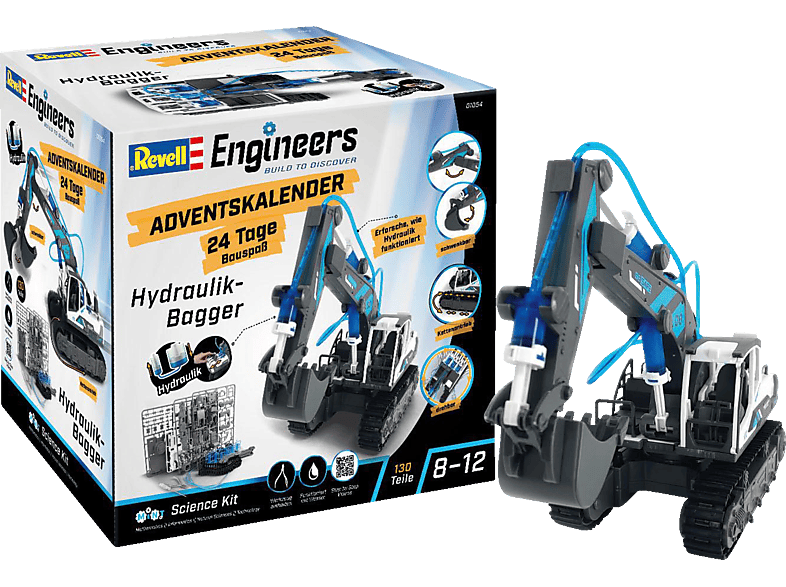 REVELL 01054 Adventskalender Engineers „Hydraulischer Bagger“ Spielset, Mehrfarbig von REVELL