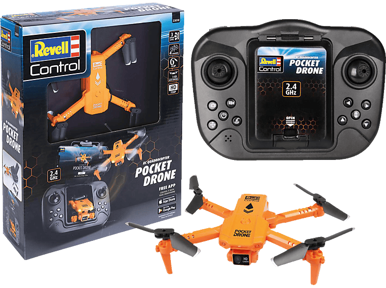 REVELL 23810 RC Quadrocopter "Pocket Drone" Pocket Drohne, Orange von REVELL