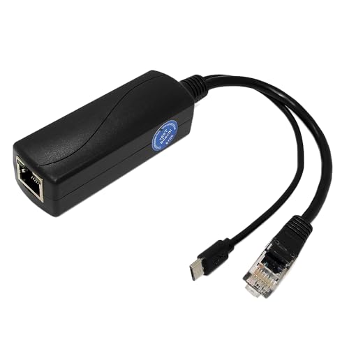 REVODATA Micro USB Port PoE Splitter Gigabit 5V/2.4A, PoE zu Micro USB 5V/2.4A Ausgang, 1000Mbps Gigabit Ethernet Kompatibel IEEE802.3af/at, Plug and Play von REVODATA