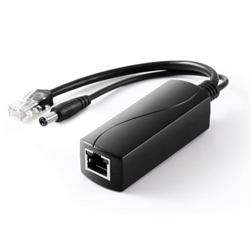 REVODATA PoE Splitter Gigabit 12V/2A, DC 5.5 * 2.5mm Plug Compatible with DC 5.5 * 2.1mm, PoE to DC 12V/2A Output, Gigabit Ethernet Comply IEEE802.3af/at, Plug and Play von REVODATA