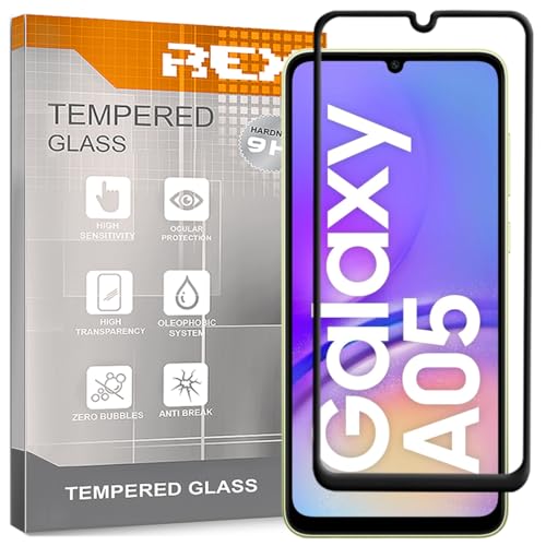 REY Pack 2X 3D Bildschirmschutz aus gehärtetem Glas für Samsung Galaxy A05 4G - Galaxy A05s 4G, Schwarz, Displayschutzfolie 9H+ Härte, Anti-Kratzen-Öl-Bläschen, Voller Schutz, 3D, 4D, 5D von REY