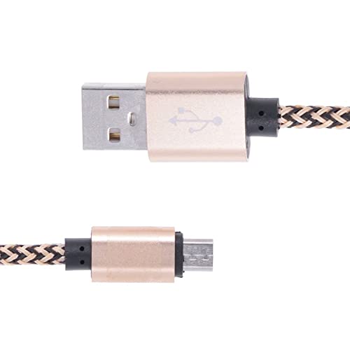 REY USB-Stecker auf Micro-USB-Stecker Kabel verstärktes Netz umflochten Schwarz - Gold 2M Anti-Tangle von REY