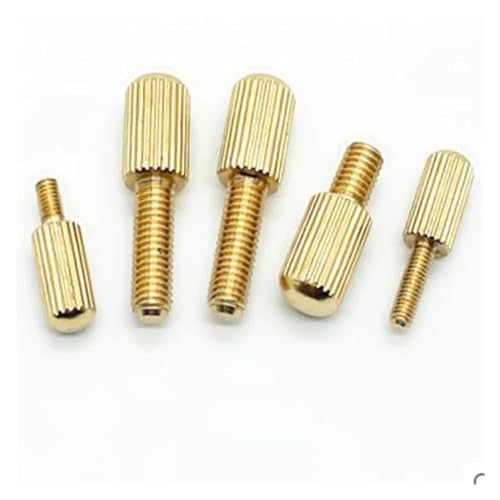 Kleine Schrauben, 20 Stück M3 M4 M5 Messing, lange Ausführung, Rändelschrauben mit kleinem Kopf, metrischer Rändelkopf, manuelle Einstellschrauben A1(Pure Brass,10MM-M5 20PCS) von RFDRR