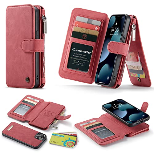 iPhone 13MiNi Schutzhülle für iPhone 13/Pro/ProMax/13MiNi, multifunktionale Brieftaschen-Schutzhülle, 2-in-1D, abnehmbar, magnetisch, Premium-Folio-Lederimitat, mit 14 Kartenfächern, Magnetverschluss, von RGANILX