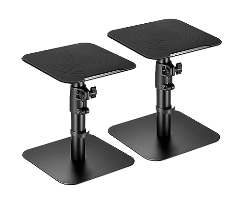 RICOO 2er Set Universeller Lautsprecher Tischhalterung, Lautsprecherständer LH069-T, Boxenständer Höhenverstellbar, Speaker Stand, Lautsprecher Halterung Schreibtisch, Schwarz von RICOO