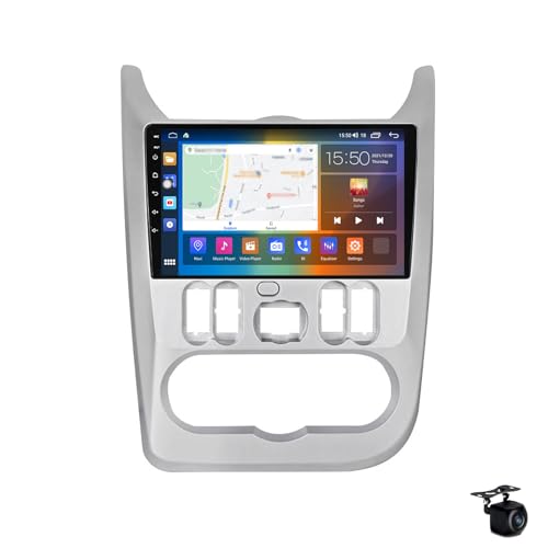 Autoradio Android 14 für R-ENAULT Duster/Logan 2009-2013 Navi Navigation 2 Din 9" Multimedia Videoplayer Eingebauter DSP FM BT WiFi SWC 4G 5G Carplay Rückfahrkamera,M200s von RICUSHN