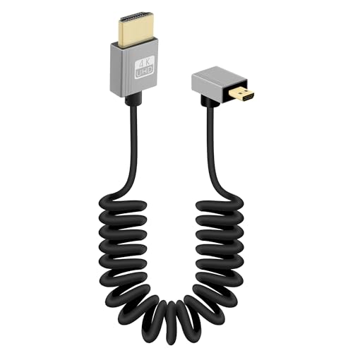 RIIEYOCA 4K HDMI auf Micro HDMI Spiralkabel, 1 m (abwärts) von RIIEYOCA