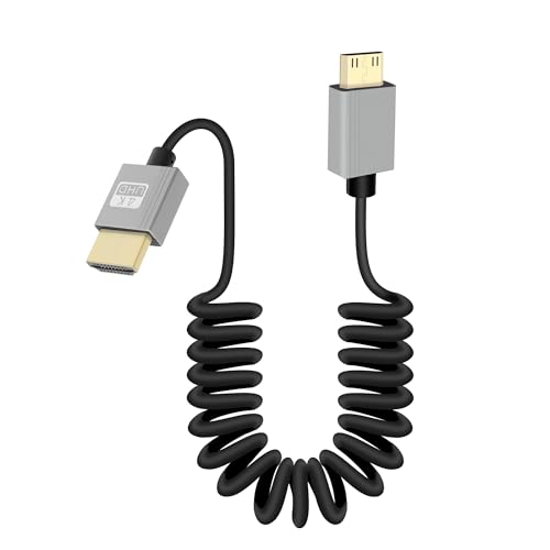 RIIEYOCA 4K Mini HDMI zu HDMI Kurzes Spiralkabel, 18Gbps Hochgeschwindigkeits-HDMI2.0, Unterstützt 4K@60Hz, Kompatibel mit Kamera, Camcorder, PC, Monitor (Regelmäßig) von RIIEYOCA