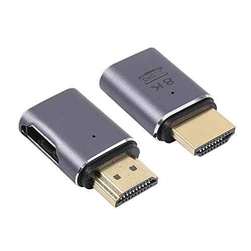 RIIEYOCA 8K HDMI 2,1 Adapter, 48Gbps Linker Winkel HDMI Buchse zu Stecker Adapter, UHD Stecker 3D Extender Unterstützung 8K@60Hz / 4K@120Hz Kompatibel mit HDTV, ARC Laptop, PC, Monitor (2 PCS) von RIIEYOCA