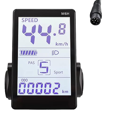 RIKEL M6H E-Bike LCD-Anzeige Messgerät Armaturenbrett 24V-60V Universal E Scooter LCD-Panel-Bildschirm Ersatzteile für E-Bike (6PIN) von RIKEL