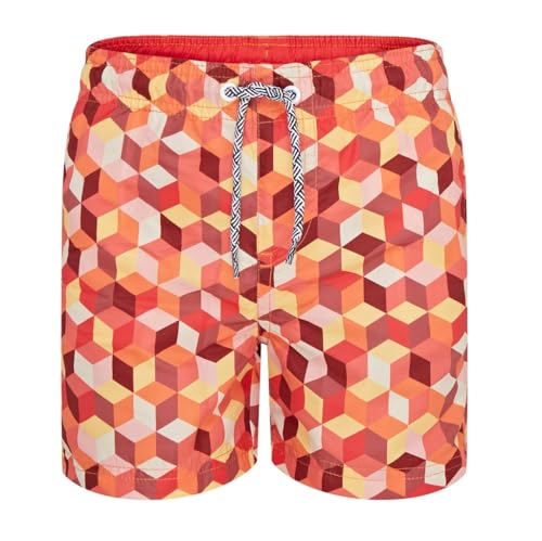 RIPT Jungen Essentials Quick Dry UV 50 Sonnenschutz Badeshorts Badehose, Orange Geometrischer Druck, 9-10 Jahre von RIPT