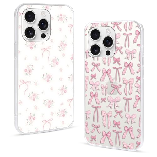 RIUGHJID 2 Stück Transparent HandyHülle für Samsung Galaxy A32 5G Hülle 6,5", Weiche Silikon Schutzhülle Aesthetic Blume Schleife Muster Durchsichtig Case Stoßfest Cover für Galaxy A32 von RIUGHJID