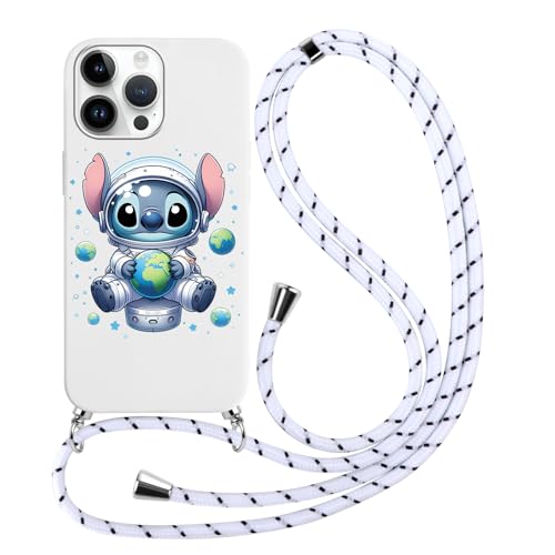 RIUGHJID Handykette Handyhülle für iPhone 11 6.1" Hülle mit Band, Niedliches Cartoon Anime Kawaii Muster Case mit Kordel zum Umhängen, Silikon Stoßfest Bumper Schutzhülle Cover TPU Case, Weiß von RIUGHJID