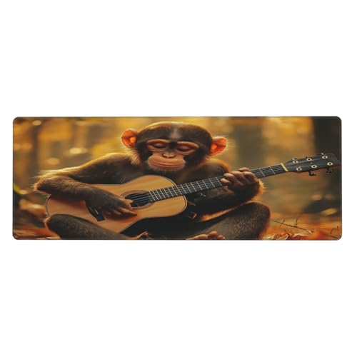 The Monkey Playing Guitar Waterproof Mouse Pad, Non-Slip Rubber Base Durable Stitched Edges Computer Mousepad for Gaming Home Office Wireless Mous von RKHMNJY