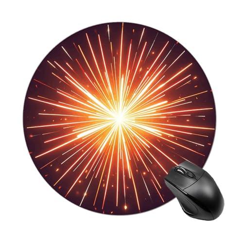 Rundes Mauspad, Explosionsfeuerwerk, 3D-Mauspad, rutschfeste Gummiunterseite, kleines Mauspad, wasserdichtes Mauspad für Computer, Laptop, 20 x 20 cm von RKJVB