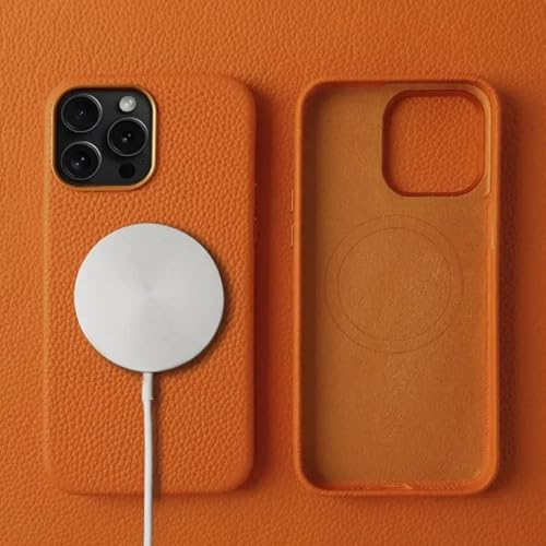 RKSHC Hülle für iPhone 15 Pro Max Lederhülle Magnetisch für iPhone 14pro 15 Hüllen Vollständige Abdeckung (für iPhone 13 Pro (6,1")/Orange) von RKSHC