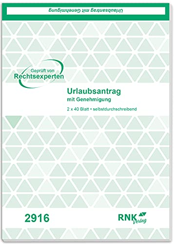 RNKVERLAG 2916 - Urlaubsantrag Block mit 2 x 40 Blatt, selbstdurchschreibend, DIN A5 von RNKVERLAG