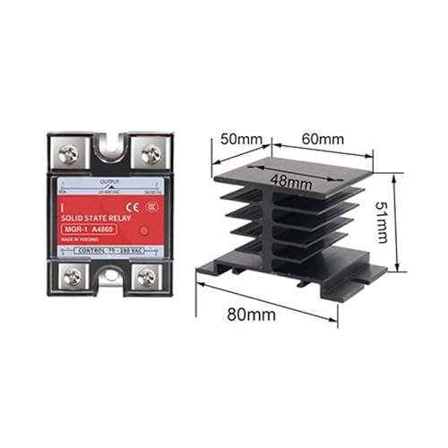 Solid state relay MGR-1 A4860 SSR-60AA 60A 70-280VAC 24-480VAC AC-AC Single phase solid state relay RNUMLIGH(Relay and heat sink-01) von RNUMLIGH