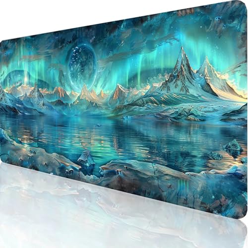 Blau Mauspad XXL 1000x500x3mm, Groß Gaming Mauspad Sternenhimmel, Vernähte Kanten, Wasserdicht und Rutsch Mousepad PC Laptop verbessert Präzision und Office Schreibtischunterlage/Tischunterlage 2-4-U von RNXAOPEN