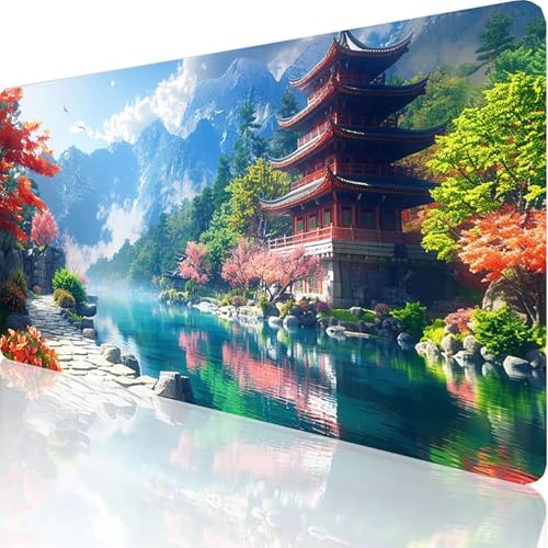 Gaming Mauspad Blau Motiv, Landschaft Mousepad XXL 600x300x3mm, Wasserfest Anti-Rutsch Schreibtisch Mouse Pad verbessert Präzision und Geschwindigkeit, Gaming Zubehör für Office Zimmer Deko 2-Y-P von RNXAOPEN