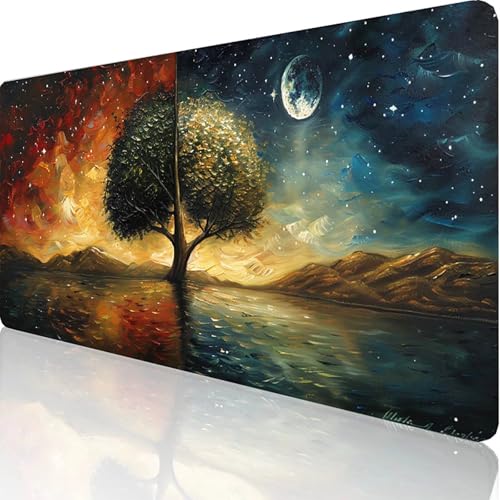 Gaming Mauspad Blau Motiv, Sternenhimmel Mousepad XXL 800x400x3mm, Wasserfest Anti-Rutsch Schreibtisch Mouse Pad verbessert Präzision und Geschwindigkeit, Gaming Zubehör für Office Zimmer Deko 1-8-X von RNXAOPEN