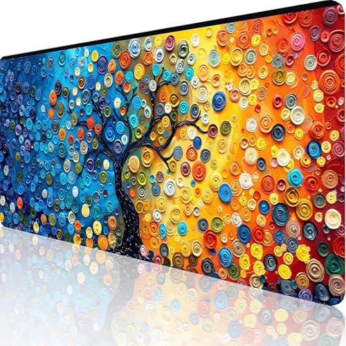 Gaming Mauspad Gelb Motiv, Abstrakt Mousepad XXL 800x400x3mm, Wasserfest Anti-Rutsch Schreibtisch Mouse Pad verbessert Präzision und Geschwindigkeit, Gaming Zubehör für Office Zimmer Deko 2-P-M von RNXAOPEN