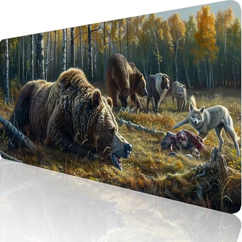 Gaming Mauspad Gelb Motiv, BäR Mousepad XXL 1200x600x3mm, Wasserfest Anti-Rutsch Schreibtisch Mouse Pad verbessert Präzision und Geschwindigkeit, Gaming Zubehör für Office Geschenk Zimmer Deko B-O-S von RNXAOPEN