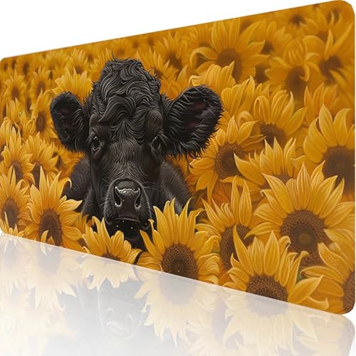 Gaming Mauspad Gelb Motiv, Blume Mousepad XXL 1200x600x3mm, Wasserfest Anti-Rutsch Schreibtisch Mouse Pad verbessert Präzision und Geschwindigkeit, Gaming Zubehör für Office Geschenk Zimmer Deko 4-7-E von RNXAOPEN