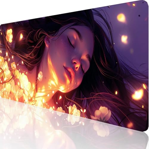 Gaming Mauspad Gelb Motiv, Blume Mousepad XXL 600x300x3mm, Wasserfest Anti-Rutsch Schreibtisch Mouse Pad verbessert Präzision und Geschwindigkeit, Gaming Zubehör für Office Geschenk Zimmer Deko S-B-I von RNXAOPEN