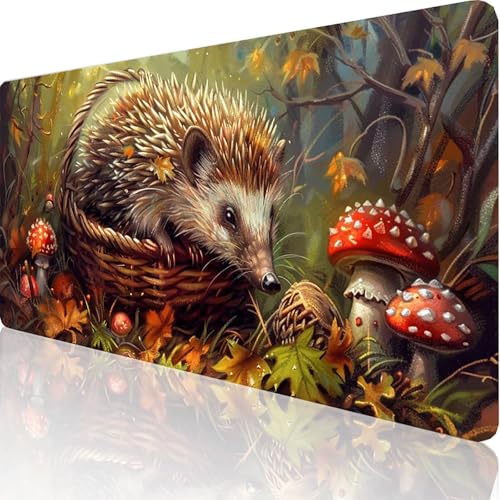 Gaming Mauspad Gelb Motiv, Igel Mousepad XXL 1200x600x3mm, Wasserfest Anti-Rutsch Schreibtisch Mouse Pad verbessert Präzision und Geschwindigkeit, Gaming Zubehör für Office Geschenk Zimmer Deko M-9-M von RNXAOPEN