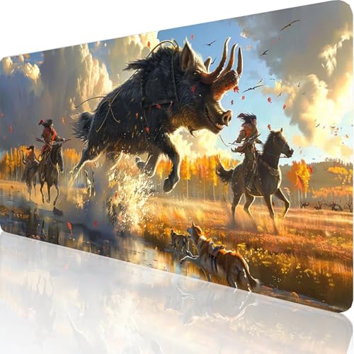 Gaming Mauspad Gelb Motiv, Landschaft Mousepad XXL 1200x600x3mm, Wasserfest Anti-Rutsch Schreibtisch Mouse Pad verbessert Präzision und Geschwindigkeit, Gaming Zubehör für Office Zimmer Deko K-3-3 von RNXAOPEN