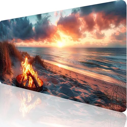 Gaming Mauspad Gelb Motiv, Sonnenuntergang Mousepad XXL 800x400x3mm, Wasserfest Anti-Rutsch Schreibtisch Mouse Pad verbessert Präzision und Geschwindigkeit, Gaming Zubehör für Office Zimmer Deko 7-4-9 von RNXAOPEN