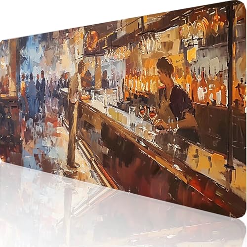 Gaming Mauspad Gelb Motiv, Taverne Mousepad XXL 600x300x3mm, Wasserfest Anti-Rutsch Schreibtisch Mouse Pad verbessert Präzision und Geschwindigkeit, Gaming Zubehör für Office Geschenk Zimmer Q-V-5 von RNXAOPEN